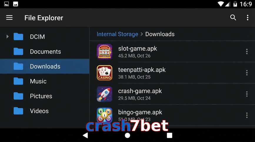 Main screen of Crash7bet gameapk page for PK players